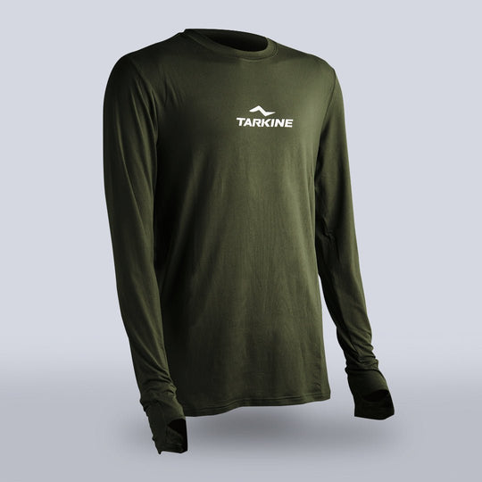 Men's Season 1 Tarkine Long Sleeve Ultra-Eco Run Tee (Dark Green/Standard Thickness) - Premium  from TARKINE SPORT - Just $100! Shop now at TARKINE ATHLETICS
