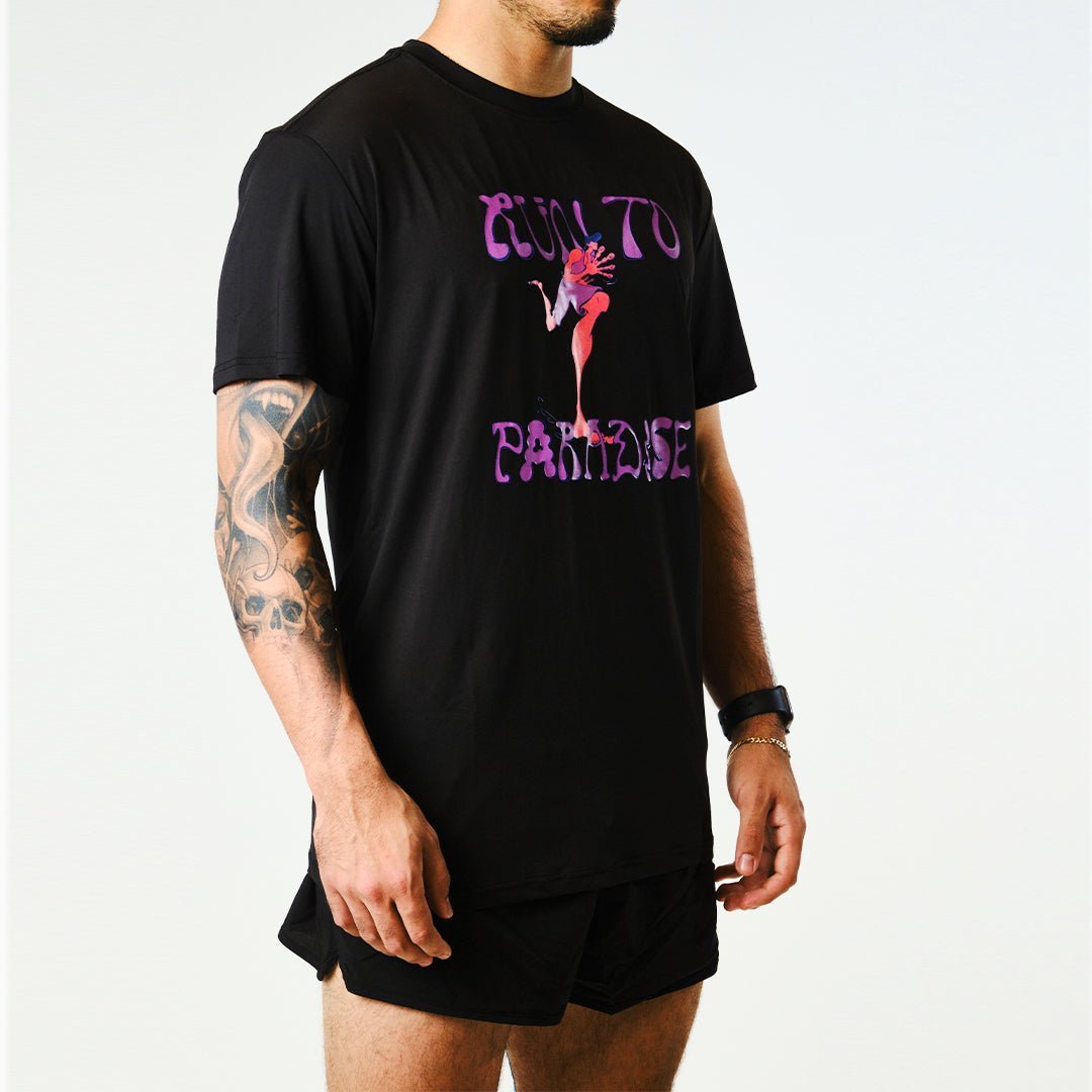 Men's Tarkine Ultra-Eco Run Tee (Run to Paradise Black/Standard Thickness) - Premium  from TARKINE SPORT - Just $60! Shop now at TARKINE ATHLETICS