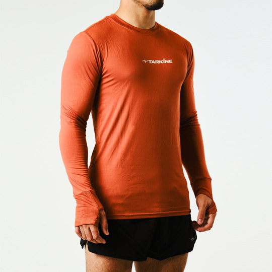 Men's Tarkine Long Sleeve  Ultra-Eco Run Tee (Orange/Standard Thickness) - Premium  from TARKINE SPORT - Just $100! Shop now at TARKINE ATHLETICS